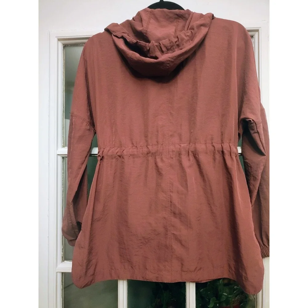 Charlotte Russe Women's Small Mauve Hooded Utility Anorak Jacket Drawstring